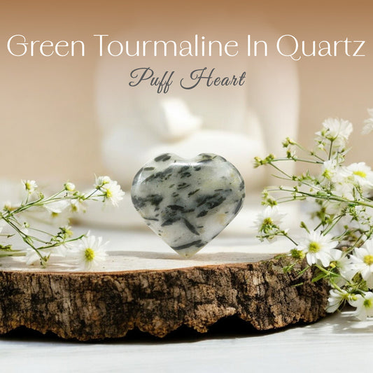 Green Aventurine in Quartz Puff Heart