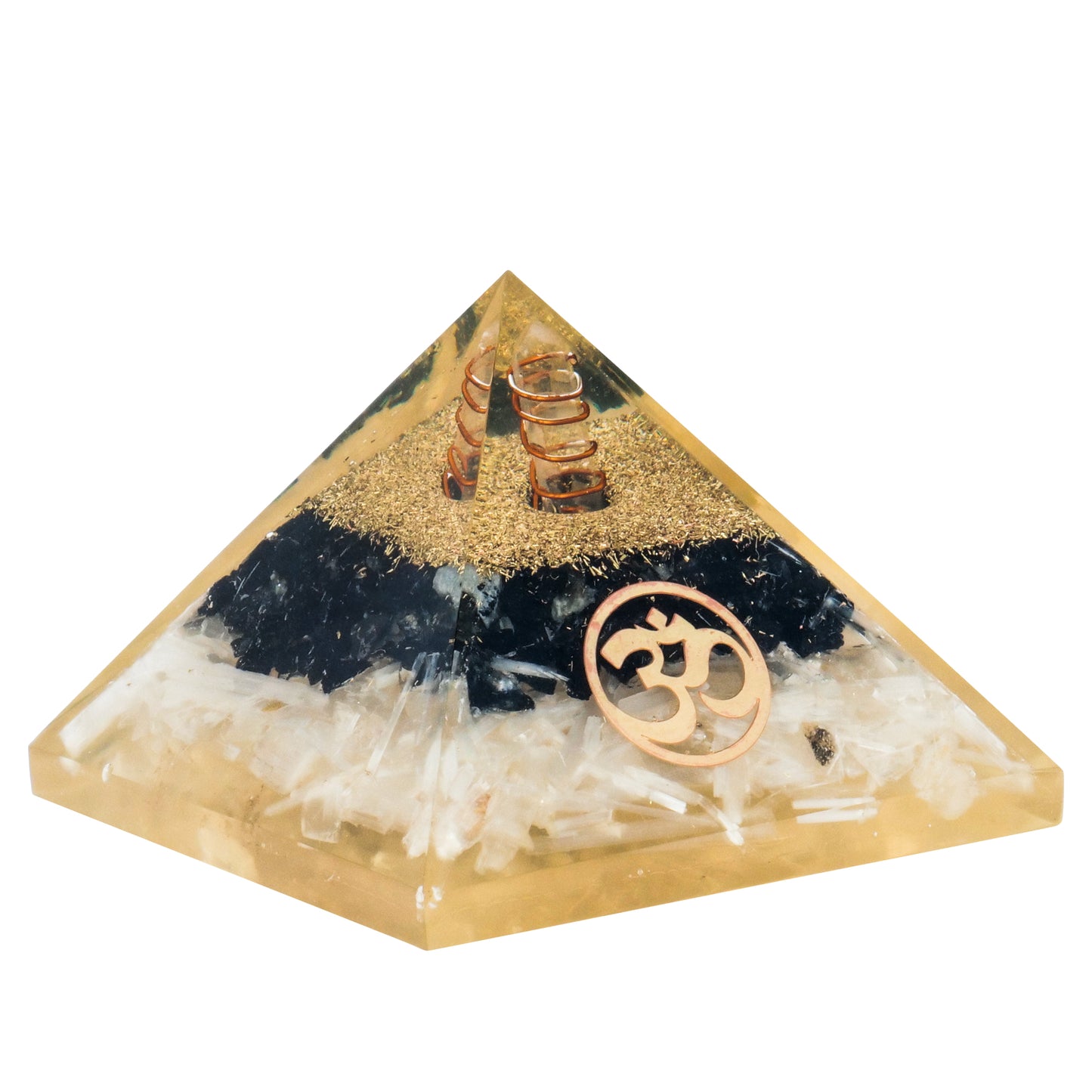 Black Tourmaline Selenite Orgonite Pyramid