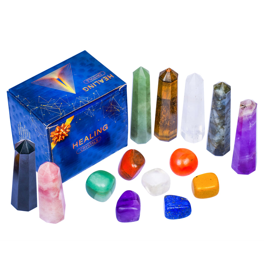 Healing Crystal Tumbled Stones and Wand Ensemble