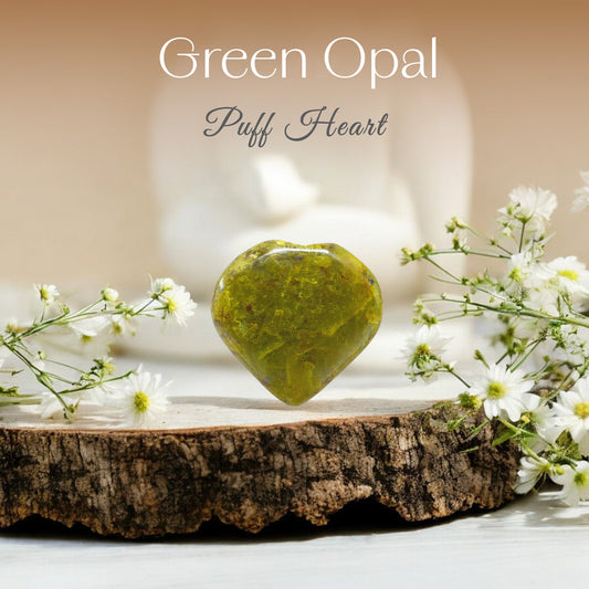 Green Opal Puff Heart