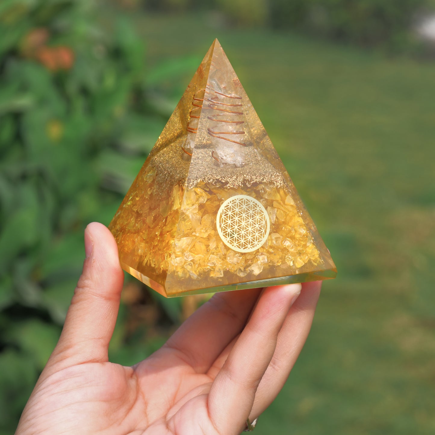 Citrine Orgonite Crystal Pyramid