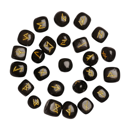 Black Tourmaline Gemstone Rune Set