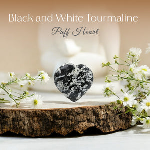 Black and White Tourmaline Puff Heart