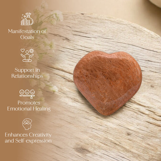 Peach Moonstone Puff Heart