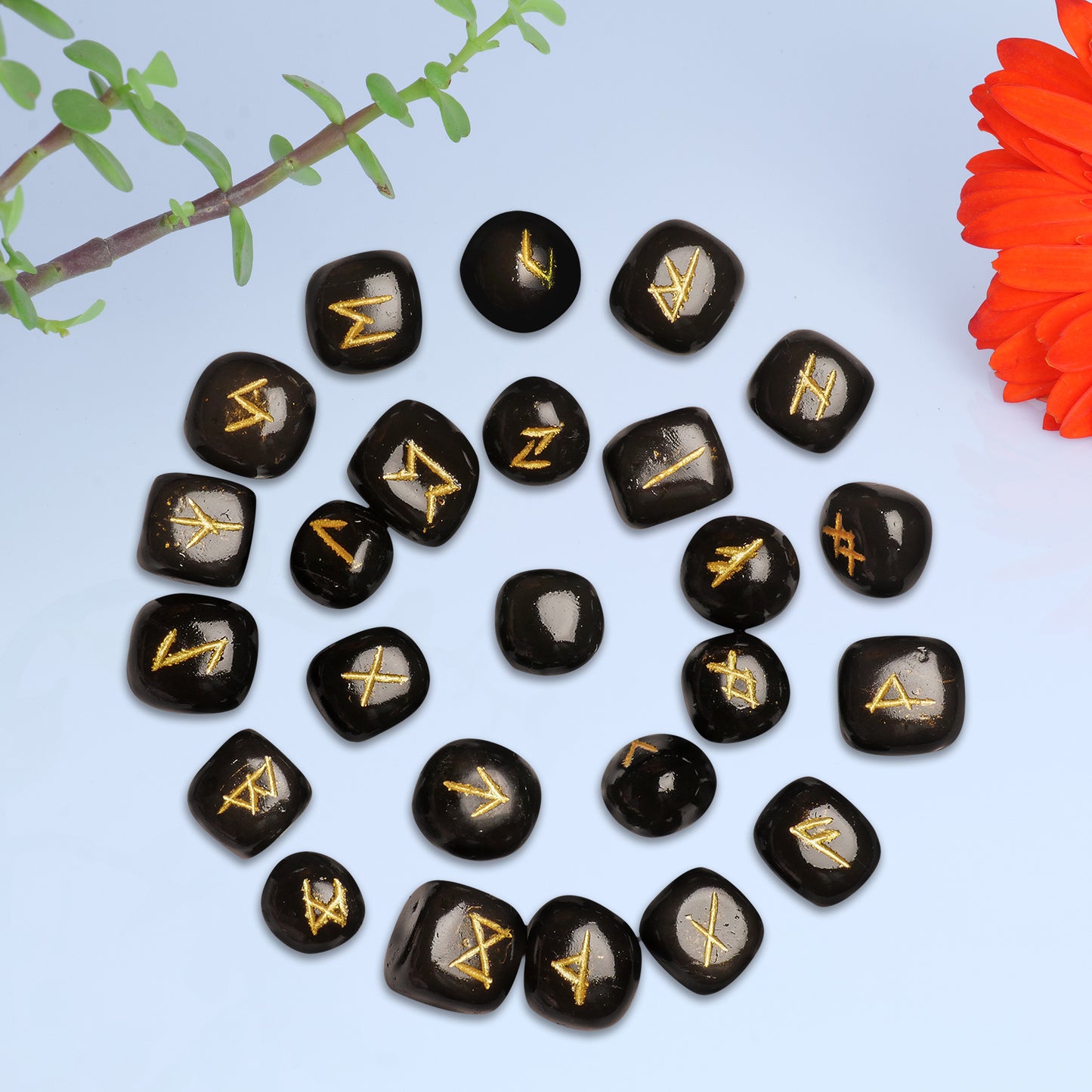 Black Tourmaline Gemstone Rune Set