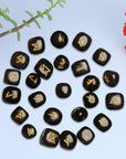 Black Tourmaline Elder Futhark Gemstone Rune Set