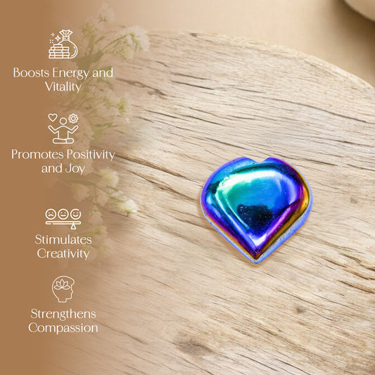 Titanium Aura Quartz Puff Heart