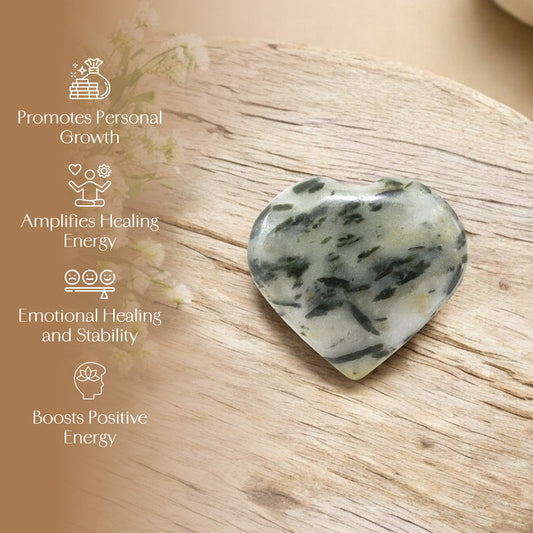 Green Aventurine in Quartz Puff Heart