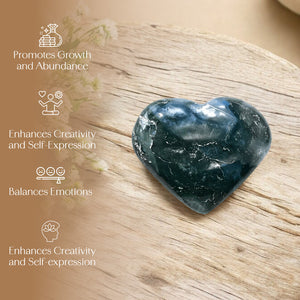 Moss Agate Puff Heart