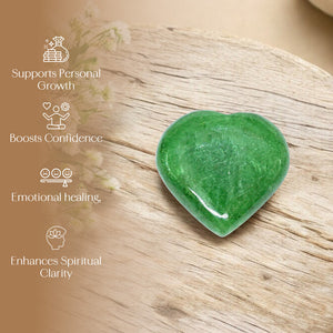 Green Strawberry Quartz Puff Heart