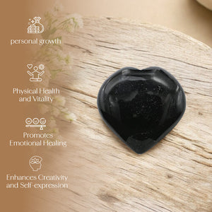 Natural Black Tourmaline Puff Heart