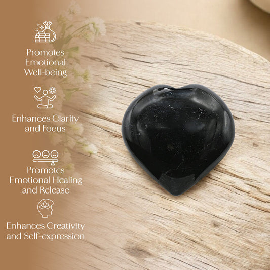 Black Tourmaline Puff Heart