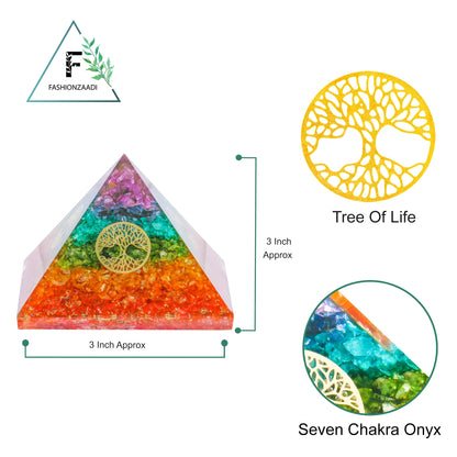 7 Chakra Tree of Life Orgone Crystal Pyramid