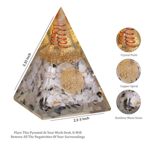 Rainbow Moonstone Orgonite Pyramid
