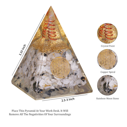 Rainbow Moonstone Orgonite Pyramid