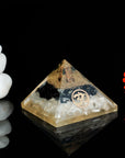 Black Tourmaline Selenite Orgonite Pyramid with Om Symbol Meditation & Emf Protection