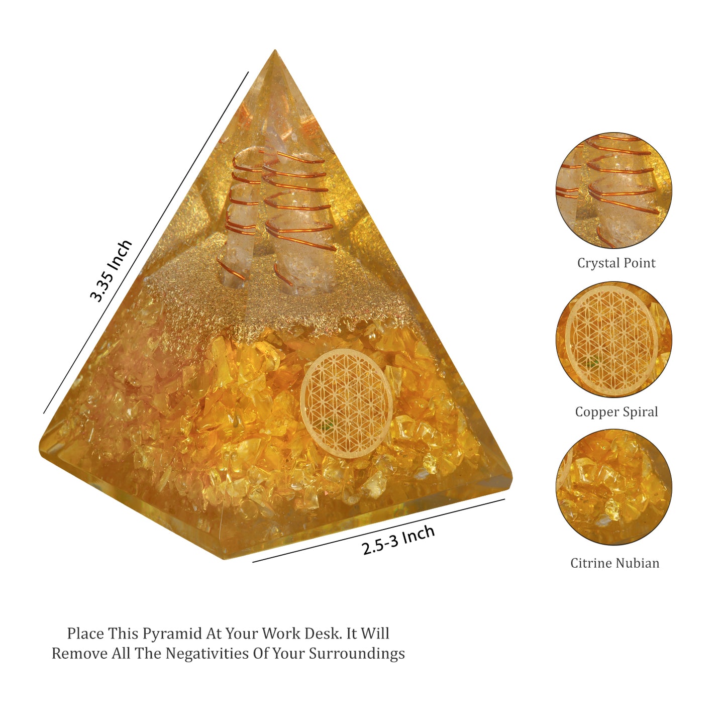 Citrine Orgonite Crystal Pyramid