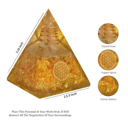 Citrine Orgonite Crystal Pyramid