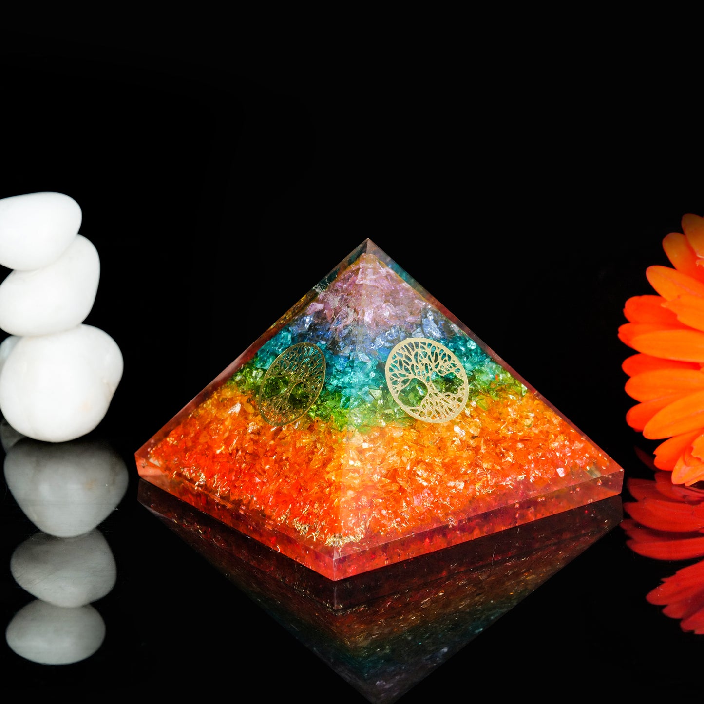 7 Chakra Tree of Life Orgone Crystal Pyramid