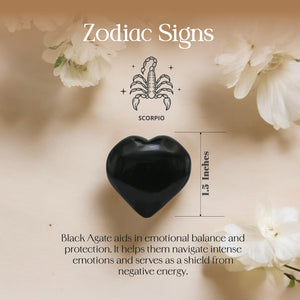 Black Agate Puff Heart