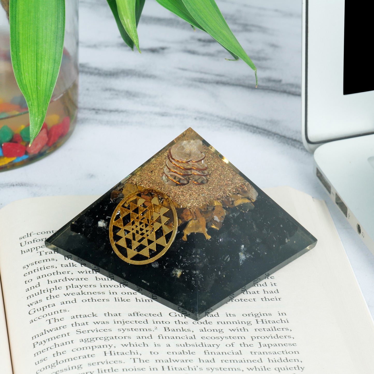 Black Tourmaline and Tiger Eye Orgone Pyramid