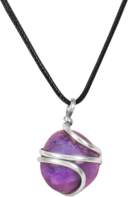 Amethyst Crystal Necklace Tumble Pencil Pendant