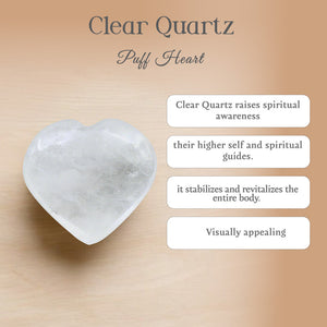 Clear Quartz Puff Heart