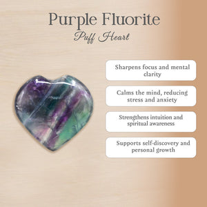 Purple Fluorite Puff Heart