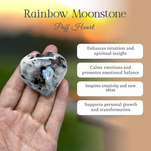 Rainbow Moonstone Puff Heart