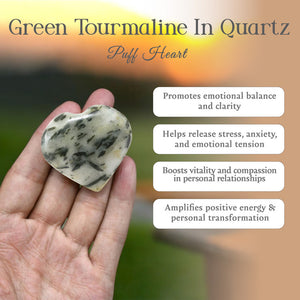 Green Aventurine in Quartz Puff Heart