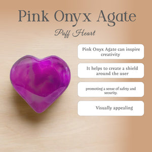 Pink Onyx Agate Puff Heart