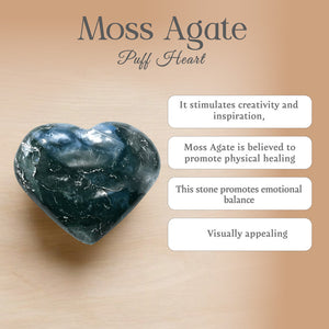 Moss Agate Puff Heart