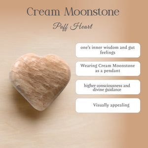 Cream Moonstone Puff Heart