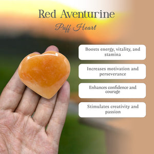 Red Aventurine Puff Heart