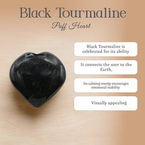 Black Tourmaline Puff Heart