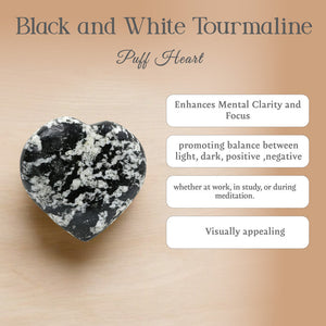 Black and White Tourmaline Puff Heart