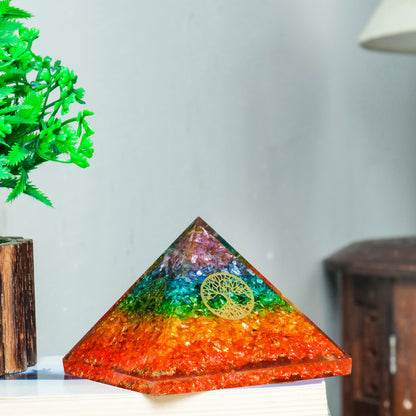 7 Chakra Tree of Life Orgone Crystal Pyramid