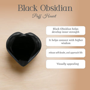 Black Obsidian Puff Heart