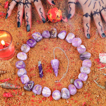 Amethyst Rune Stone Set