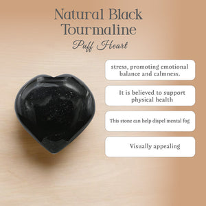 Natural Black Tourmaline Puff Heart