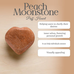 Peach Moonstone Puff Heart