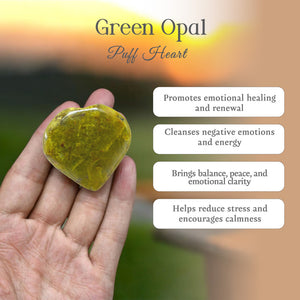 Green Opal Puff Heart