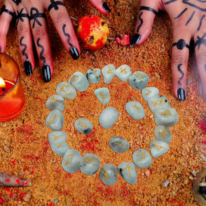 Rainbow Moonstone Norse Runes Crystals