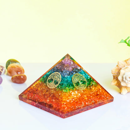 7 Chakra Tree of Life Orgone Crystal Pyramid