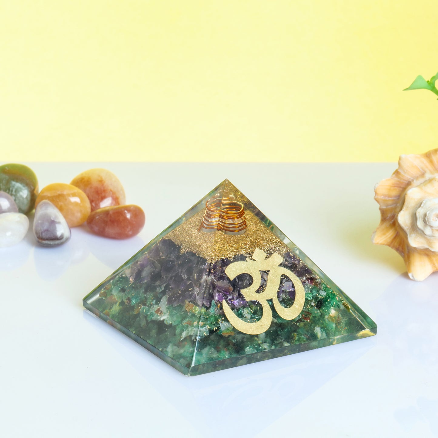 Amethyst & Green Aventurine Orgonite Pyramid