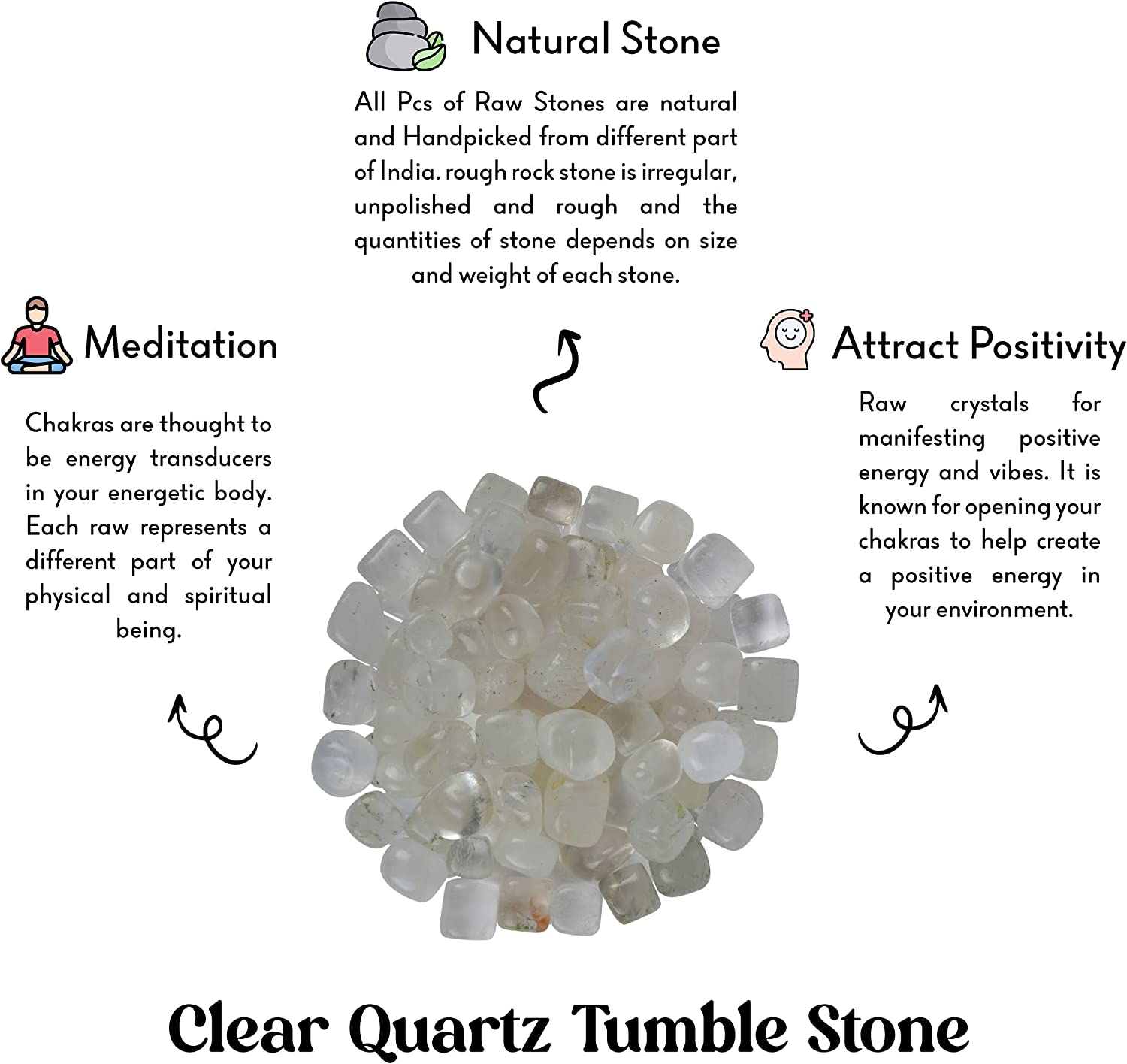 Tumbled Clear Quartz Crystal Crystal for Healing & Meditation - Orgonitecrystals