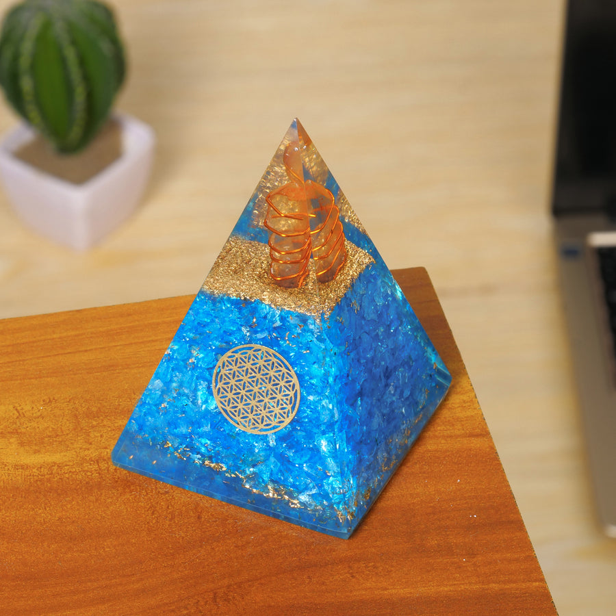 Aquamarine Crystal Orgonite Pyramid