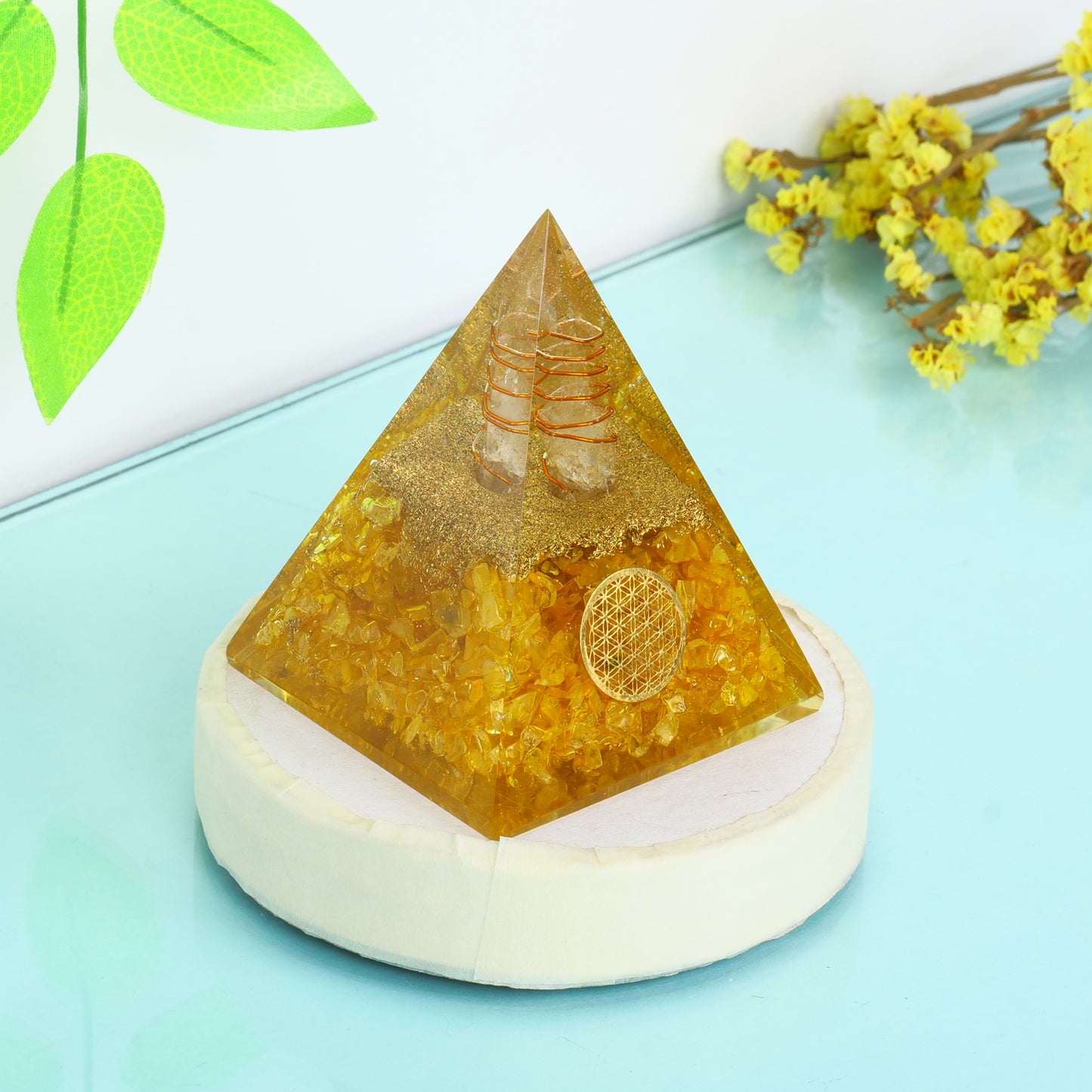 Citrine Orgonite Crystal Pyramid