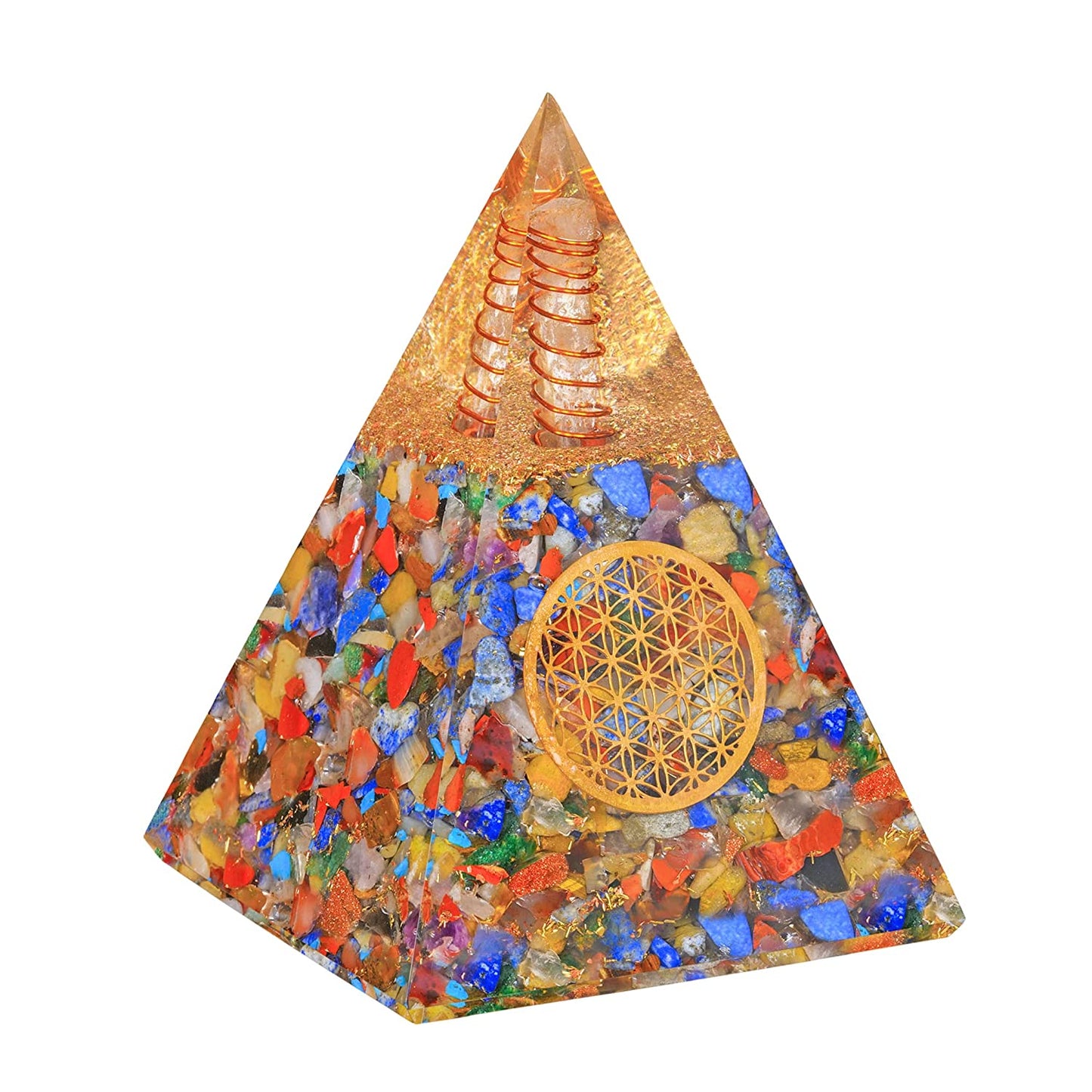 Mix Seven Chakra Crystal Orgone Pyramid for Healing & Positive Energy