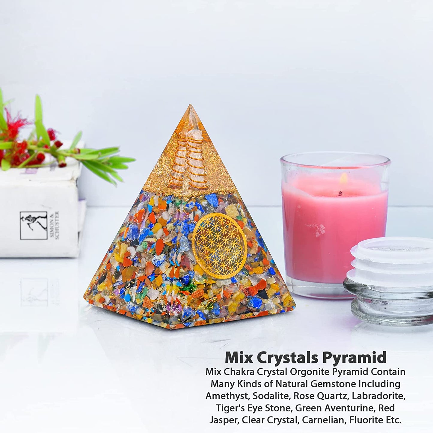 Mix Seven Chakra Crystal Orgone Pyramid for Healing & Positive Energy